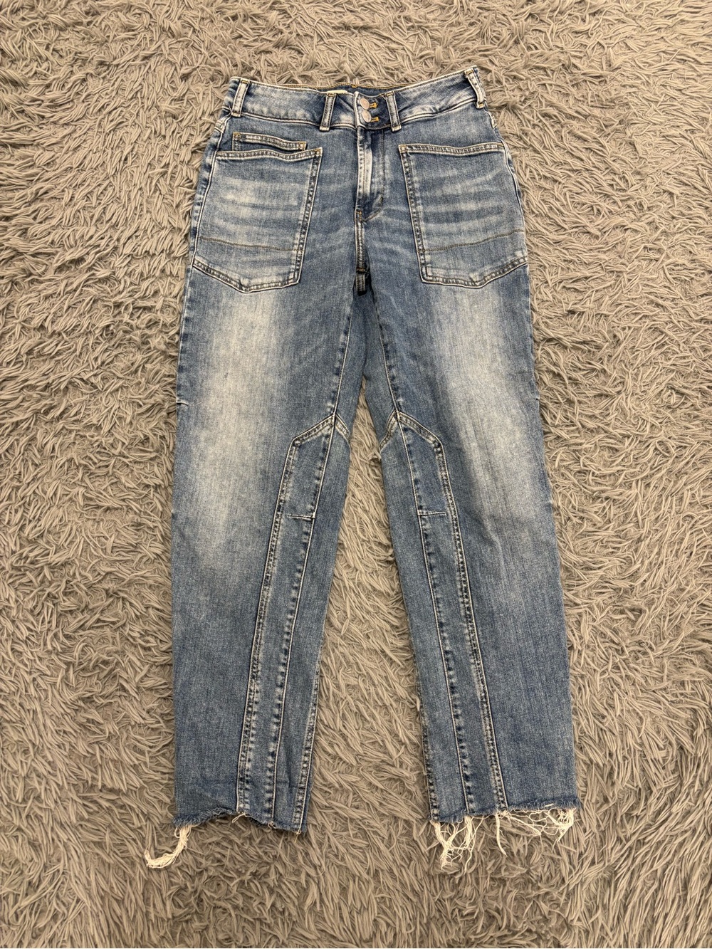 Pilcro Anthropologie Women Wanderer Jeans Size 27 Blue Mid Rise Barrel Leg Denim